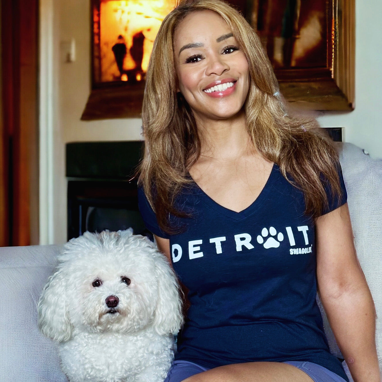 Detroit City Paw - Women's Deep V-Neck