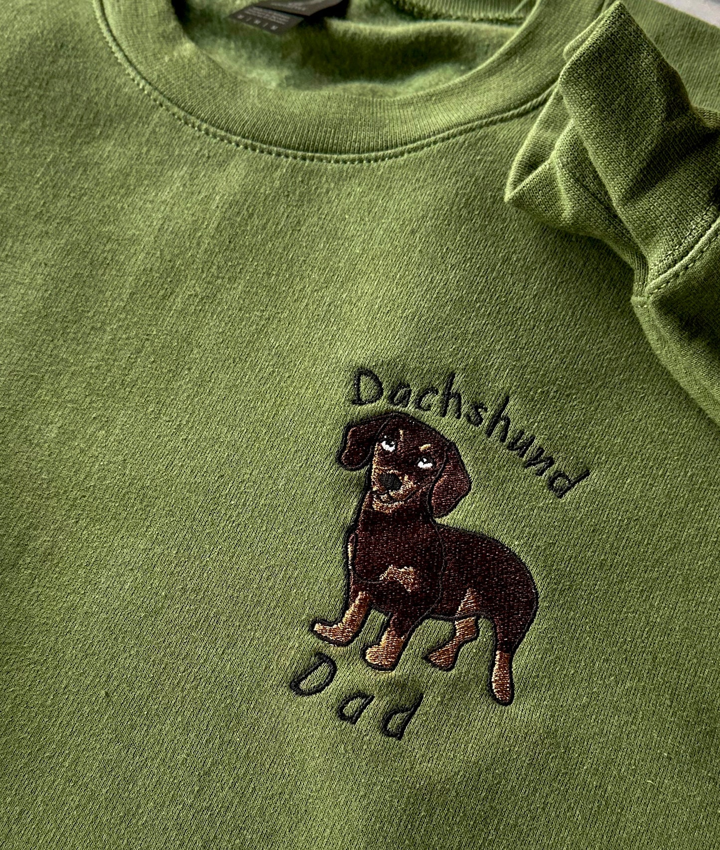 Embroidered Dog Breed Custom Design  - Men's Crew Neck Sweatshirt