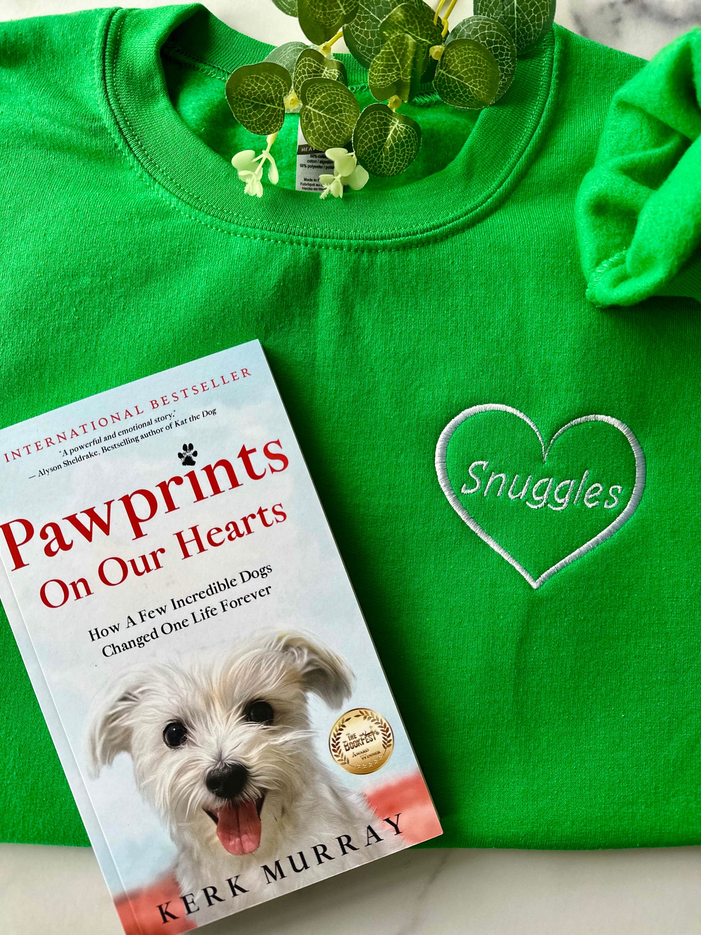 Embroidered Paw + Pet's Name - Women's Crew Neck Sweatshirt