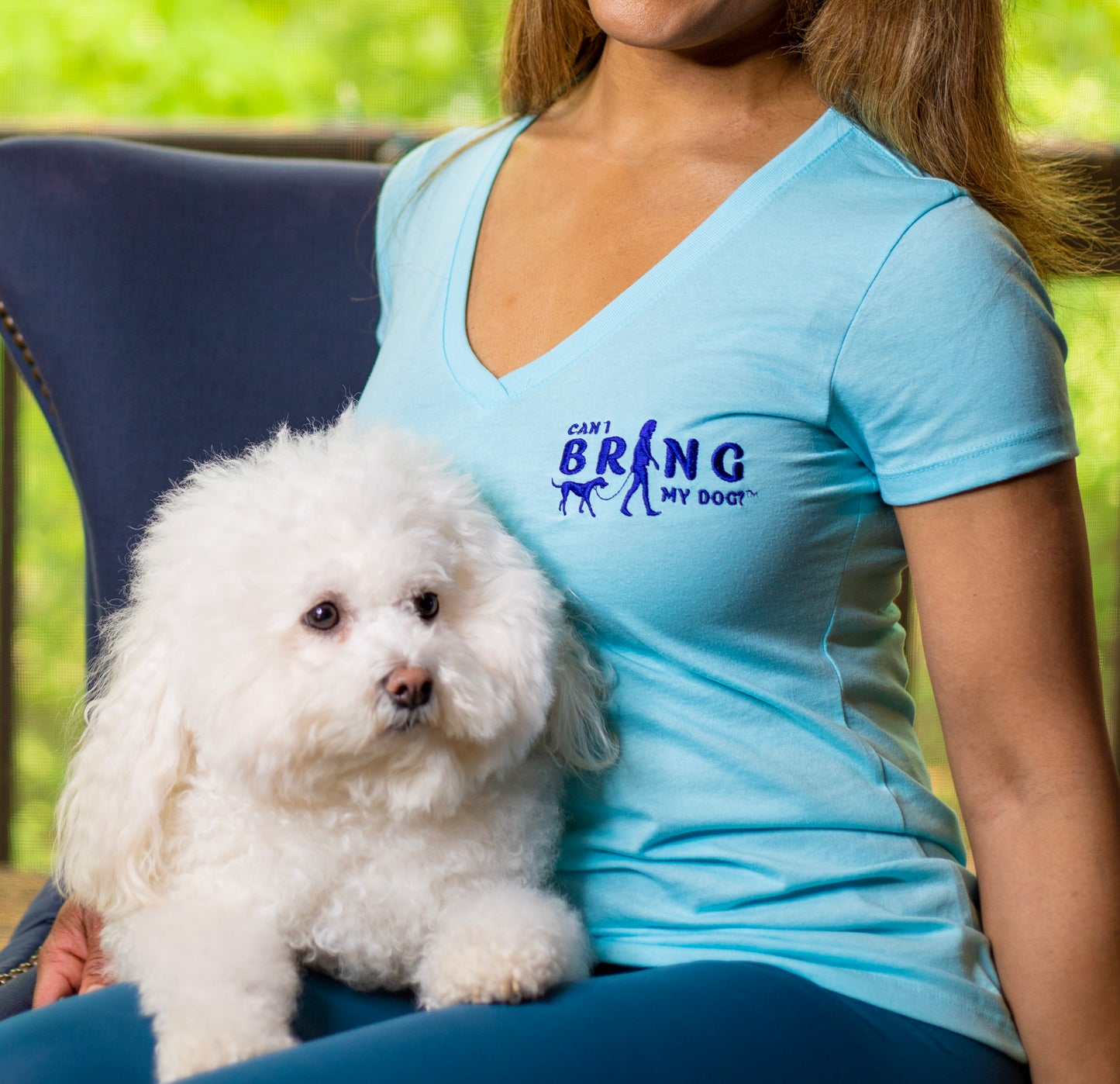 "Can I Bring My Dog?" - Woman Walking - Deep V-Neck