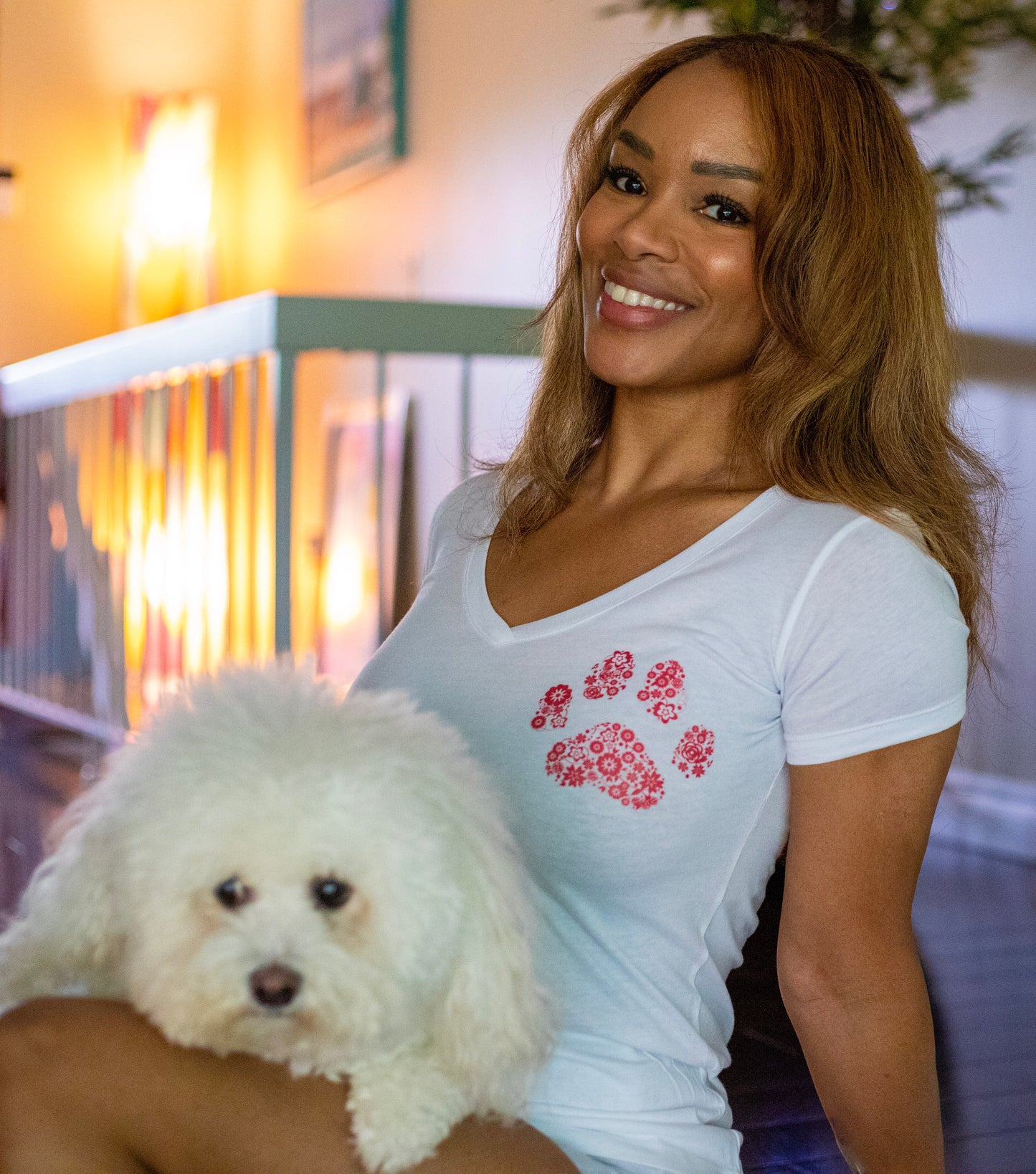 Flower Paw - Women's Deep V-Neck Tee