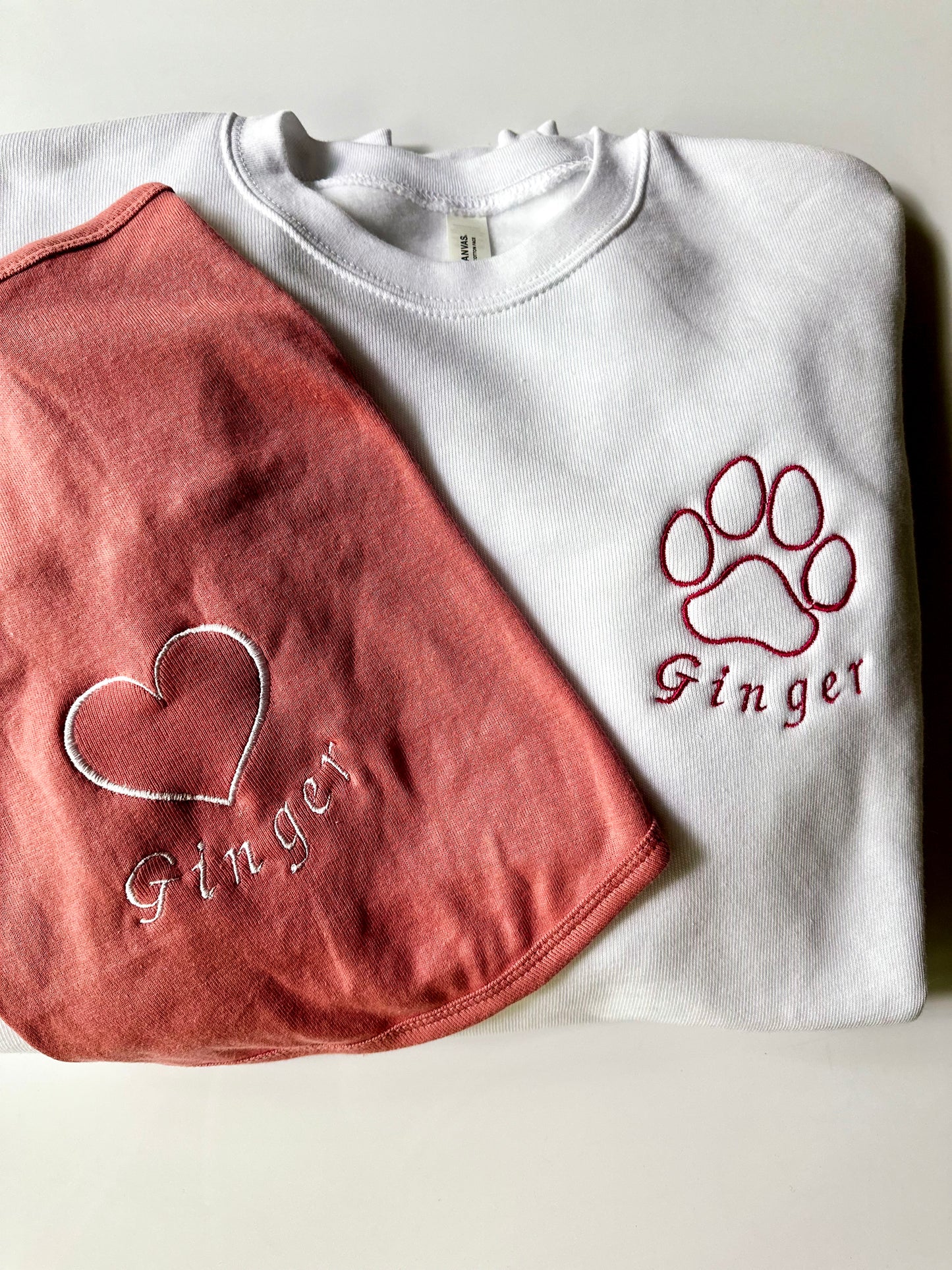 Embroidered Paw + Pet's Name - Women's Crew Neck Sweatshirt