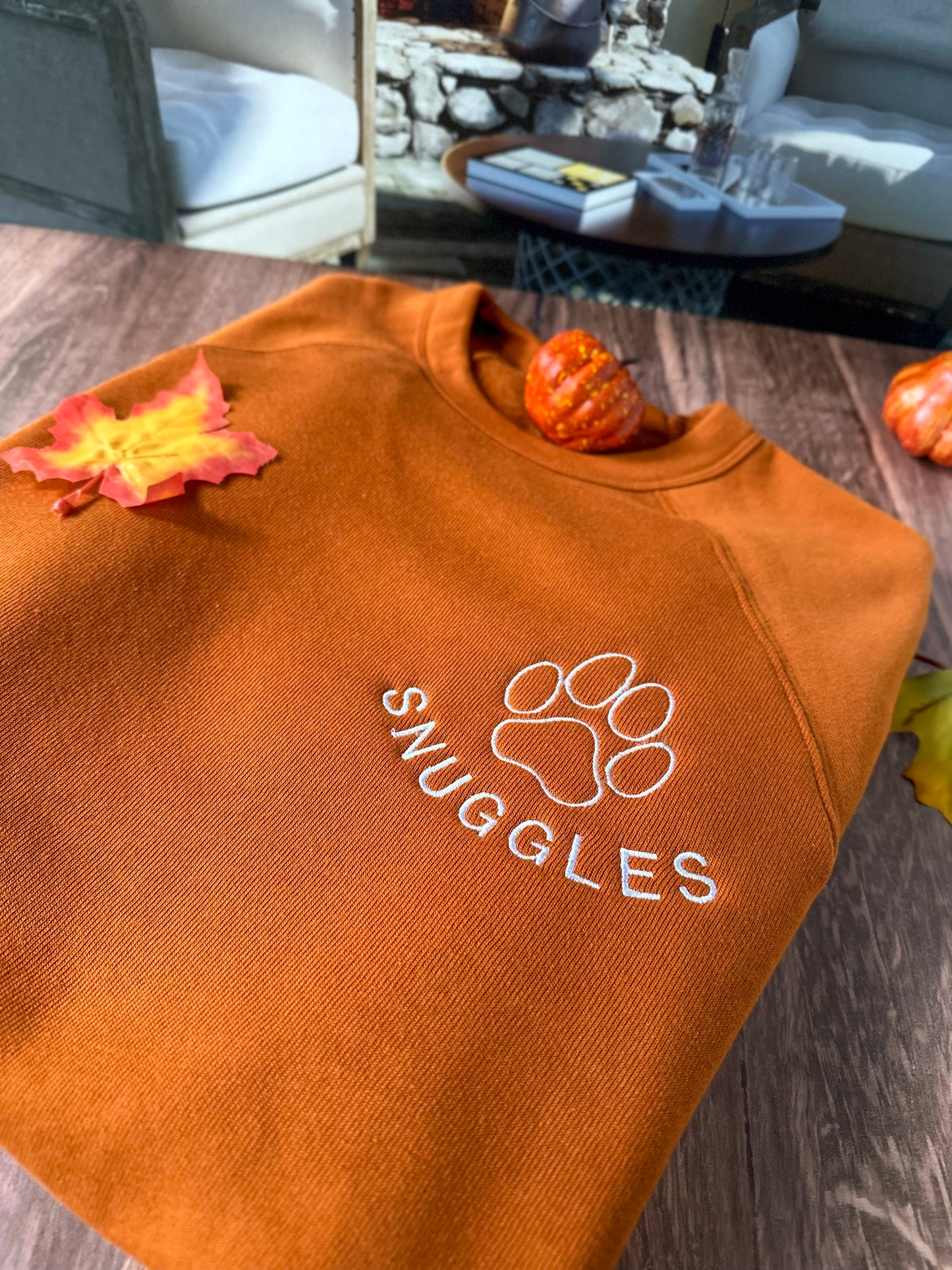 Embroidered Paw + Pet's Name - Women's Crew Neck Sweatshirt