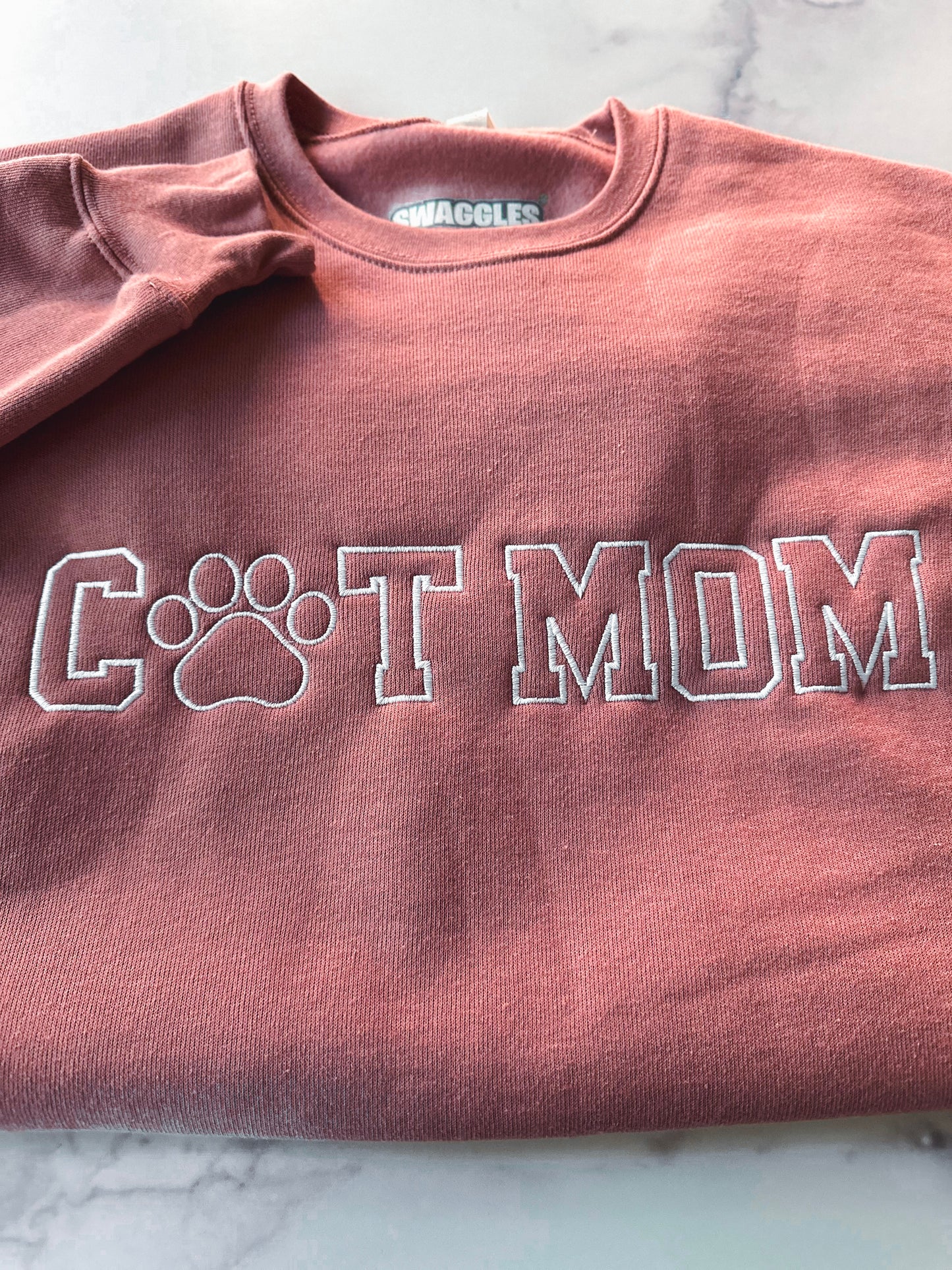 Embroidered Dog / Cat Mom - Women's Crew Neck Sweatshirt