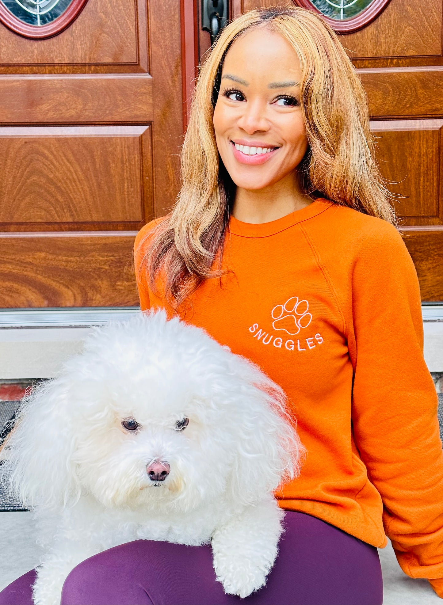 Embroidered Paw + Pet's Name - Women's Crew Neck Sweatshirt
