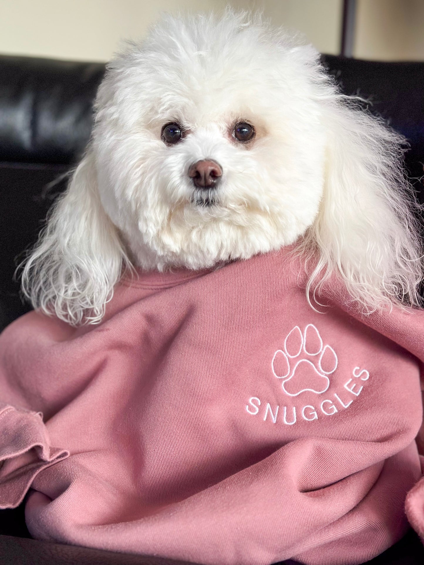 Embroidered Paw + Pet's Name - Women's Crew Neck Sweatshirt