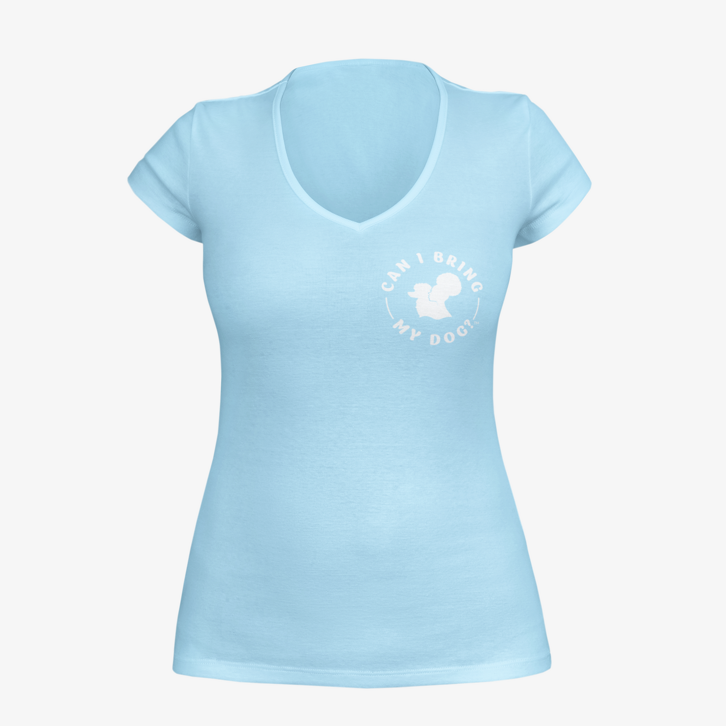 "Can I Bring My Dog?" - Black Woman Silhouette - Deep V-Neck Tee