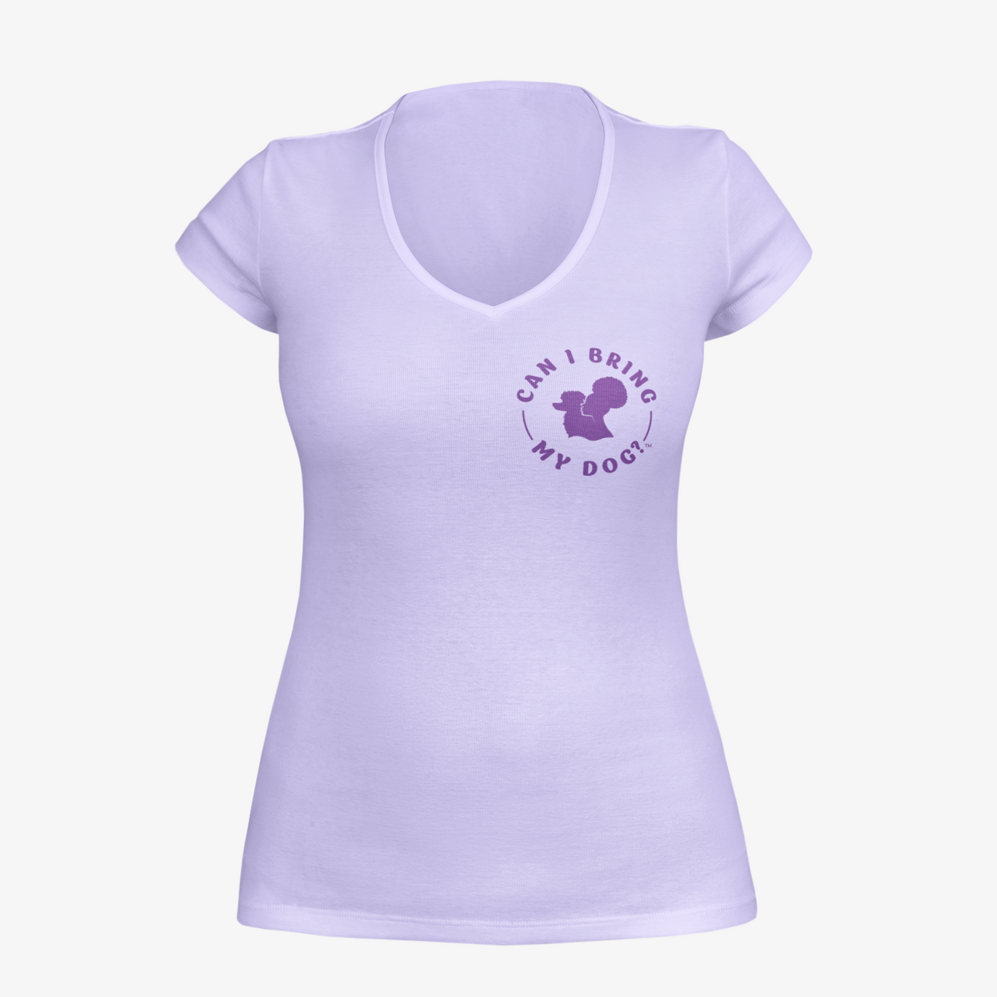 "Can I Bring My Dog?" - Black Woman Silhouette - Deep V-Neck Tee