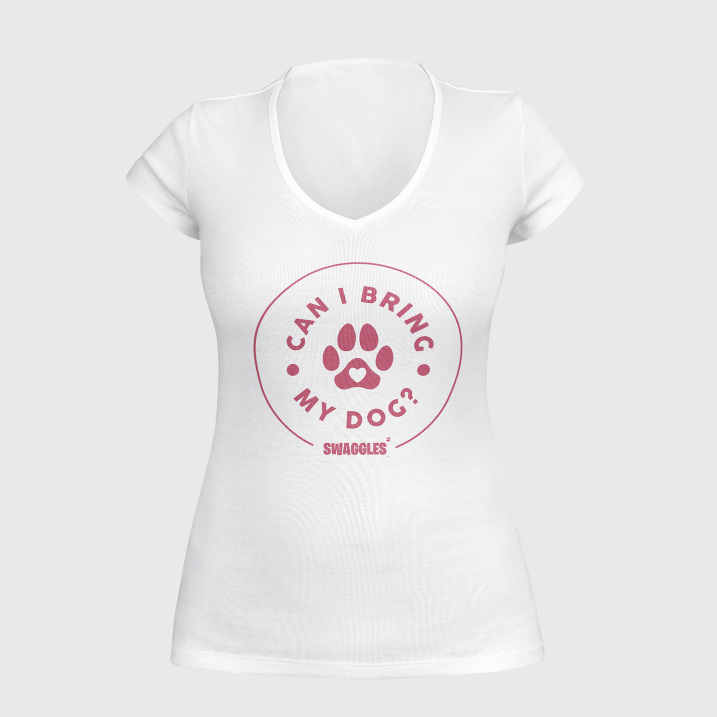 "Can I Bring My Dog?" - Paw Design - Women's Deep V-Neck Tee