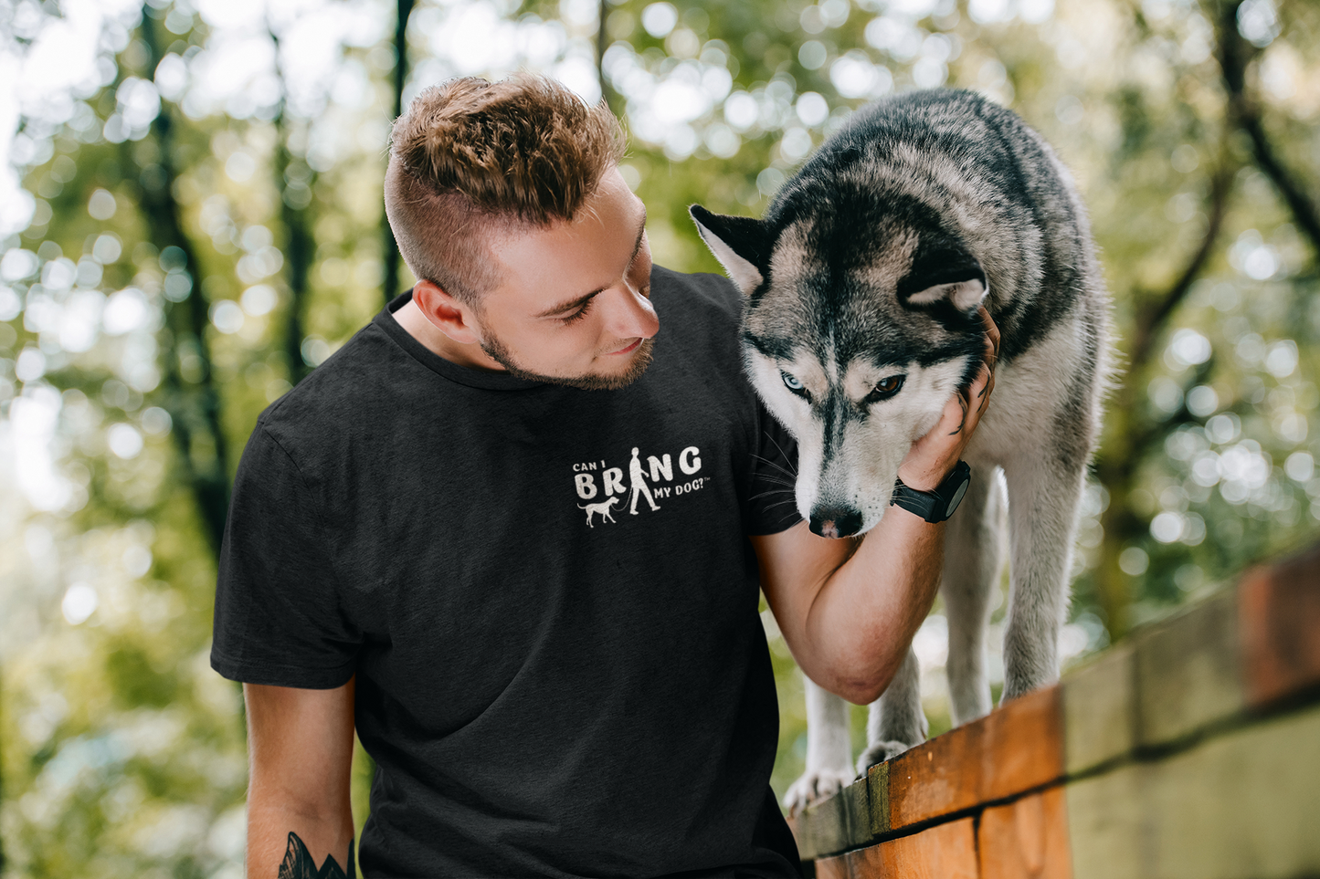 "Can I Bring My Dog?" - Man Walking - Crew Neck Tee