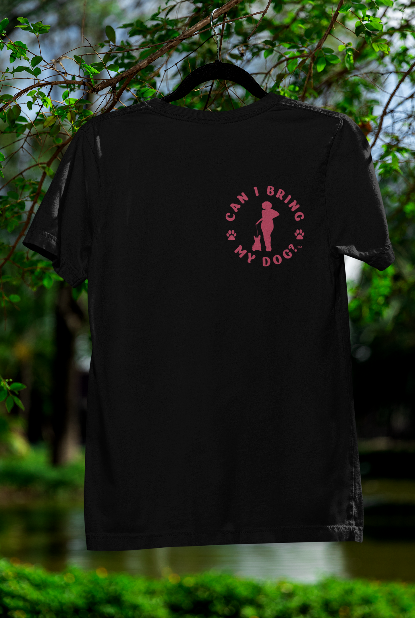 "Can I Bring My Dog?" - Black Woman Standing - Crew Neck Tee