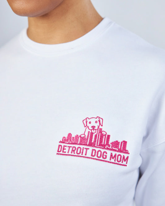 Embroidered Detroit Skyline - Woman's Crew Neck Sweatshirt