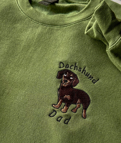 Embroidered Dog Breed Custom Design  - Men's Crew Neck Sweatshirt