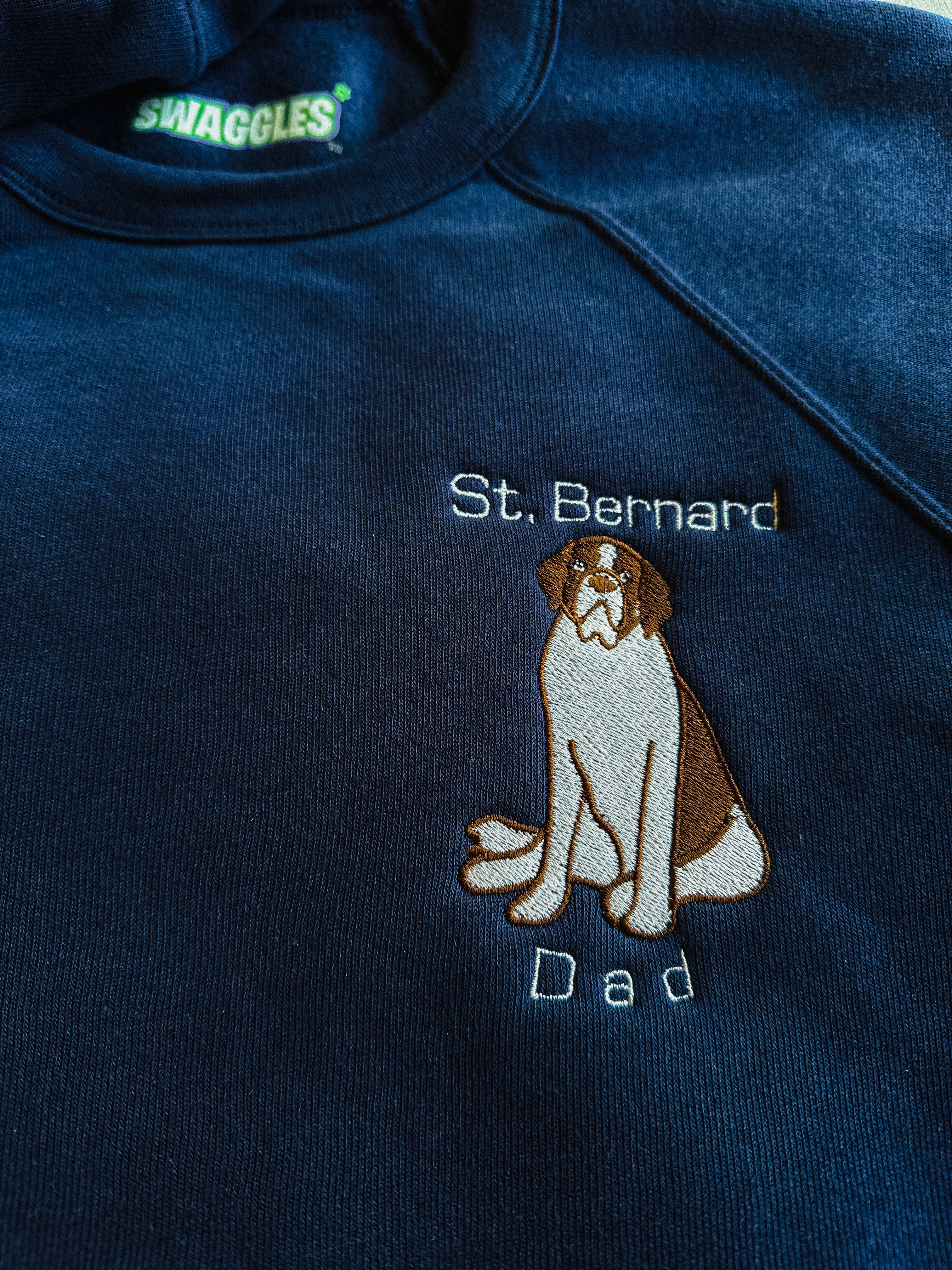 Embroidered Dog Breed Custom Design - Men's Crew Neck Sweatshirt