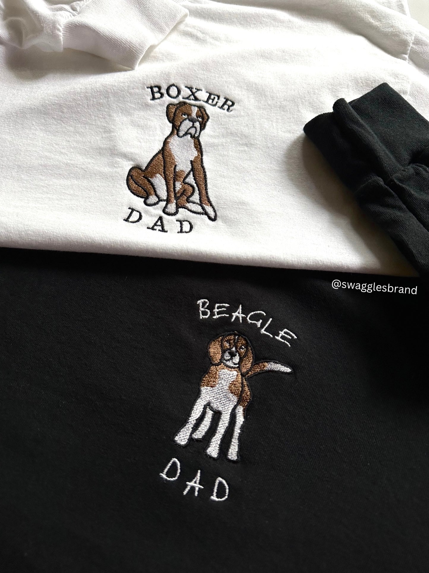 Embroidered Dog Breed Custom Design  - Men's Crew Neck Sweatshirt