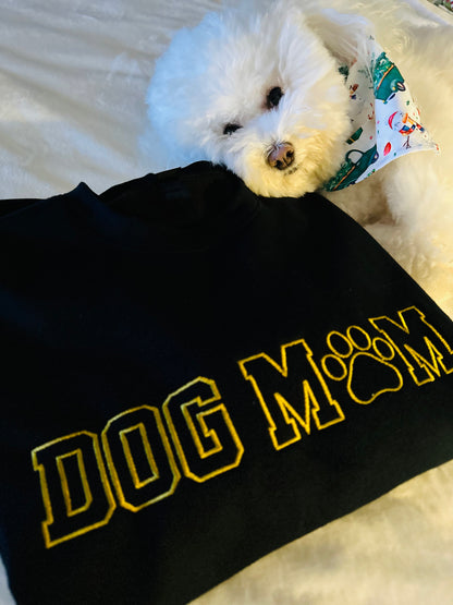 Embroidered Dog / Cat  Mom - Women's Crew Neck Sweatshirt