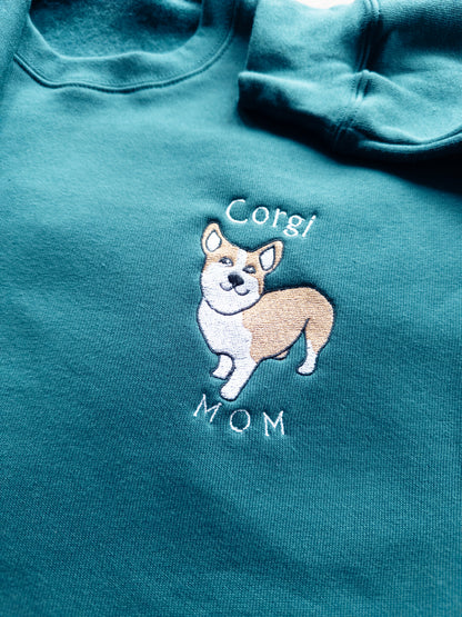 Embroidered Dog Breed Custom Design - Women's Crew Neck Sweatshirt