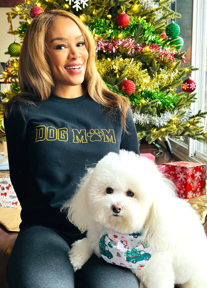 Embroidered Dog / Cat  Mom - Women's Crew Neck Sweatshirt