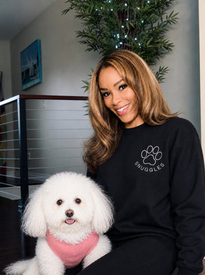 Embroidered Paw + Pet's Name - Women's Crew Neck Sweatshirt