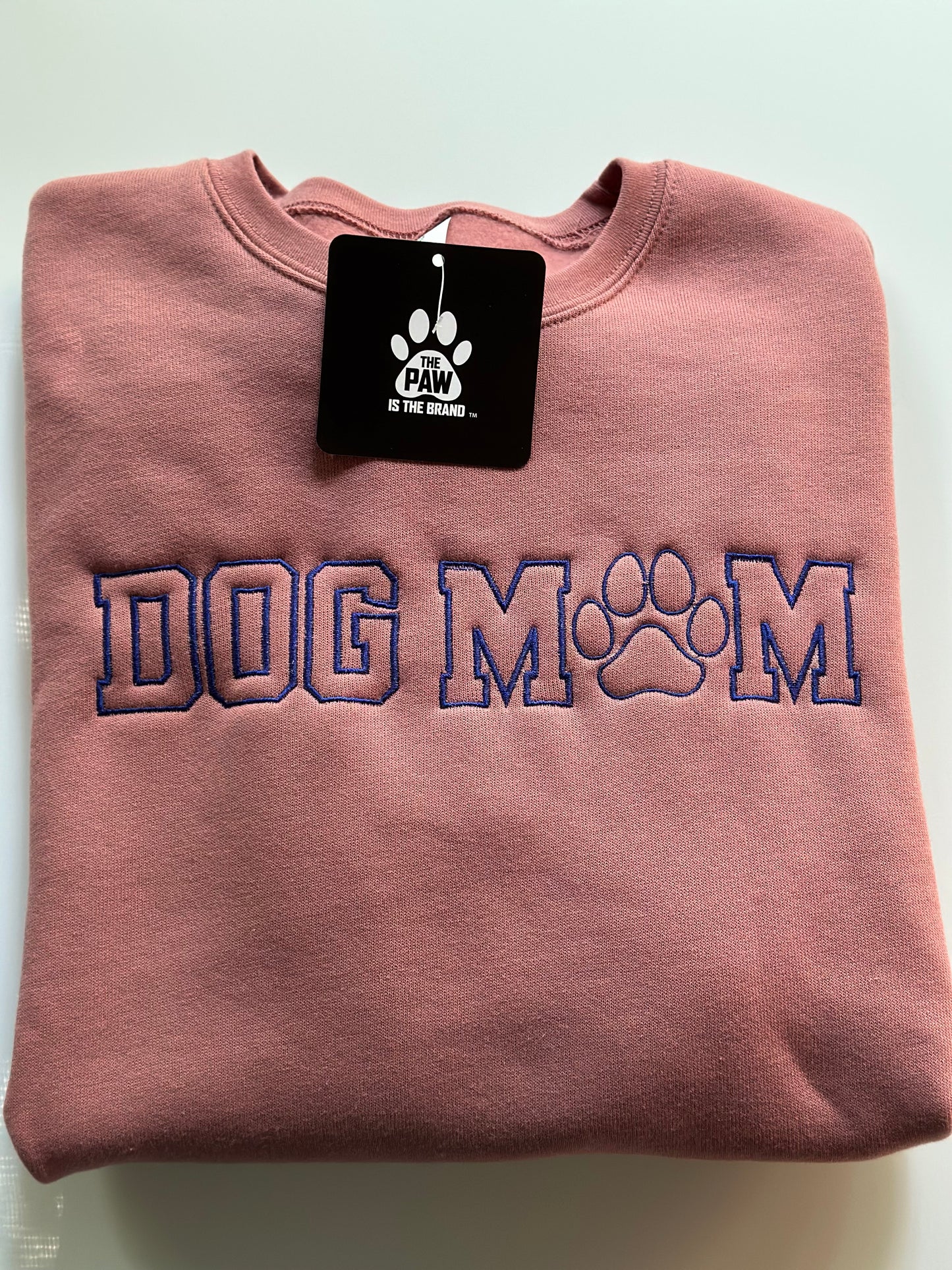 Embroidered Paw Mom - Women's Crew Neck Sweatshirt