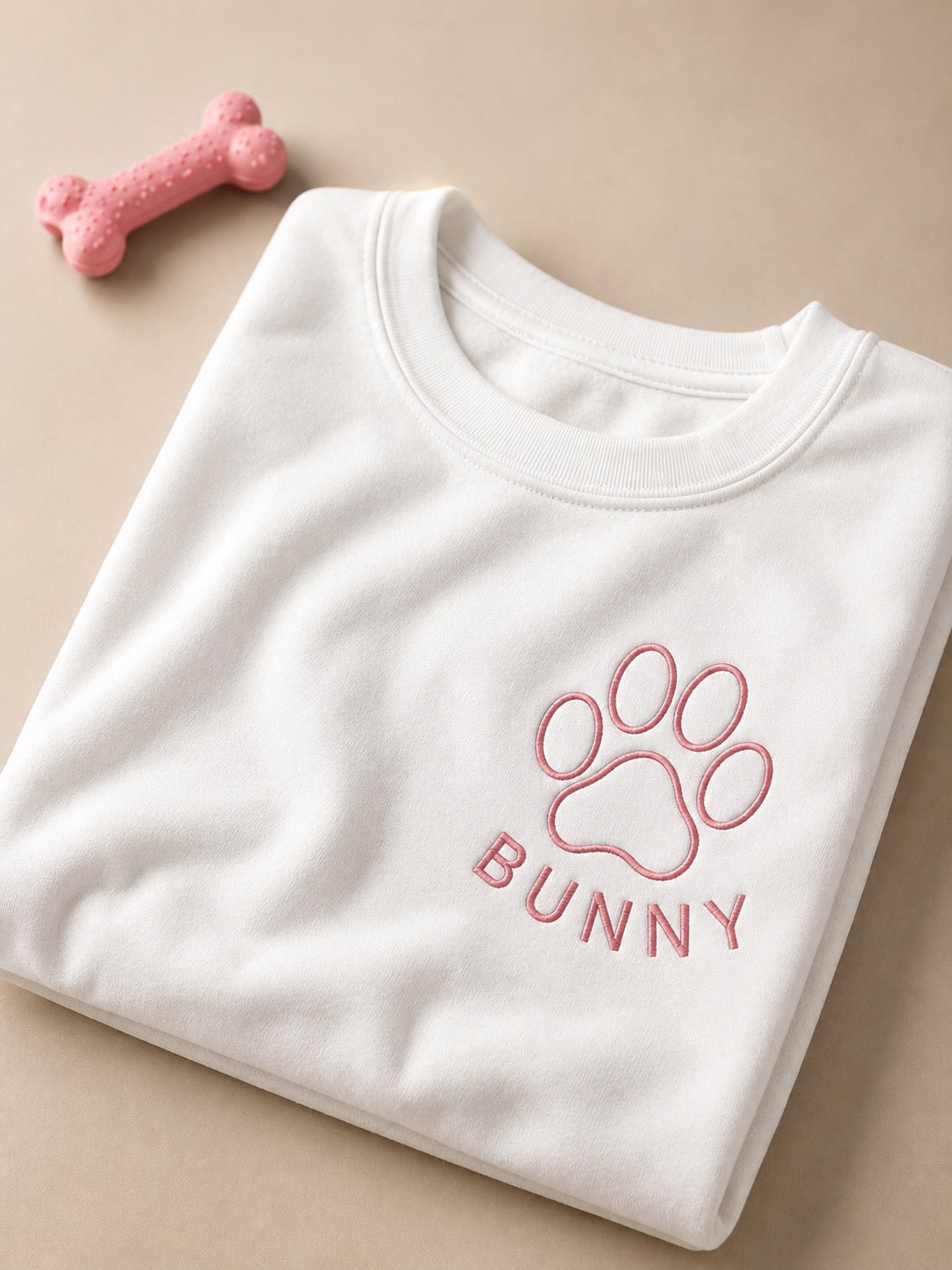 Embroidered Paw + Pet's Name - Women's Crew Neck Sweatshirt