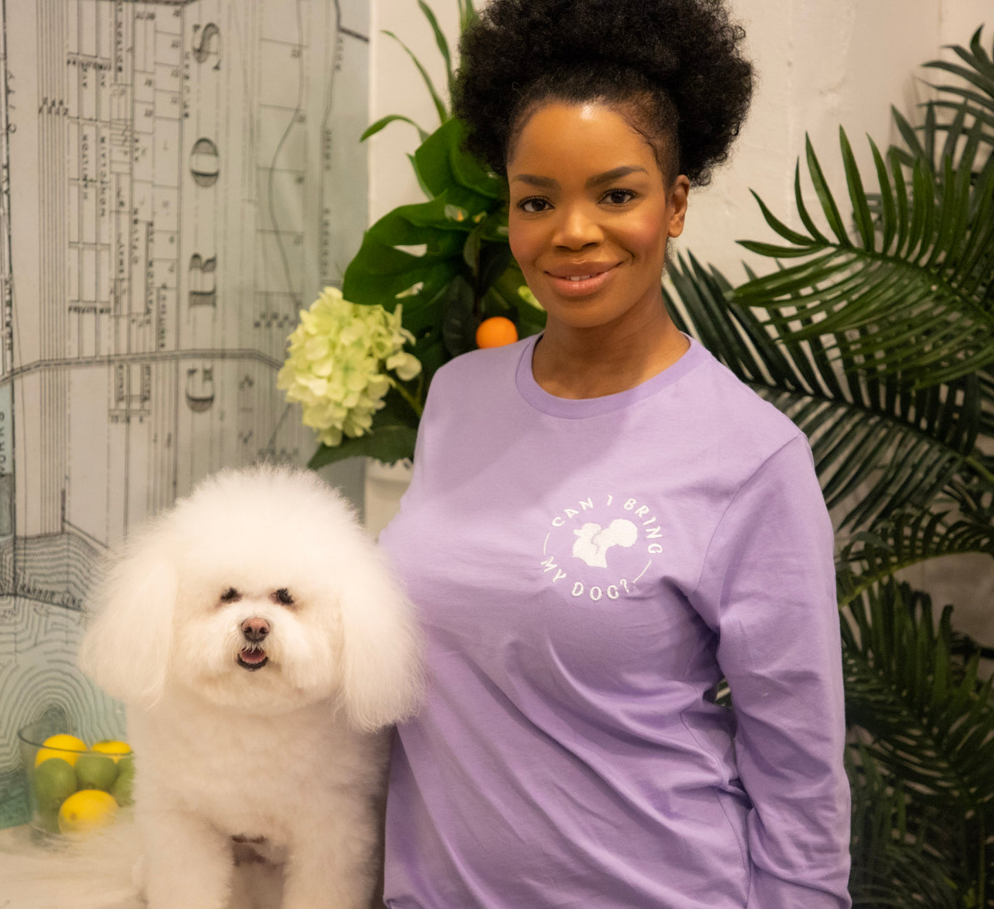 "Can I Bring My Dog?" - Black Woman Silhouette - Jersey Long-Sleeve Tee