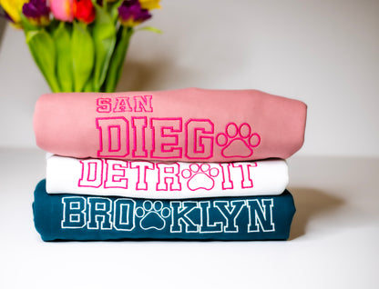 Embroidered City Paw - Women's Crew Neck Sweatshirt