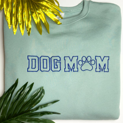Embroidered Dog / Cat  Mom - Women's Crew Neck Sweatshirt