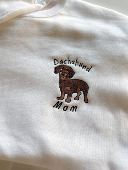 Embroidered Dog Breed Custom Design - Women's Crew Neck Sweatshirt