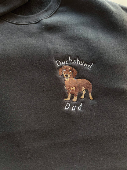 Embroidered Dog Breed Custom Design  - Men's Crew Neck Sweatshirt