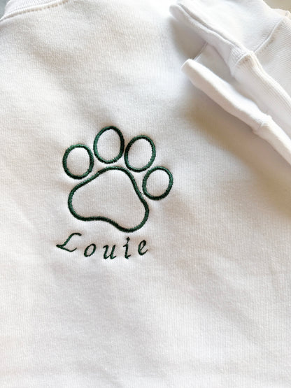 Embroidered Paw + Pet's Name - Men's Crew Neck Sweatshirt