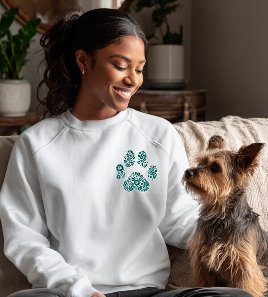 Flower Paw - Women's Crew Neck Sweatshirt