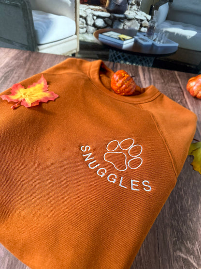 Embroidered Paw + Pet's Name - Women's Crew Neck Sweatshirt