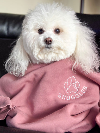 Embroidered Paw + Pet's Name - Women's Crew Neck Sweatshirt