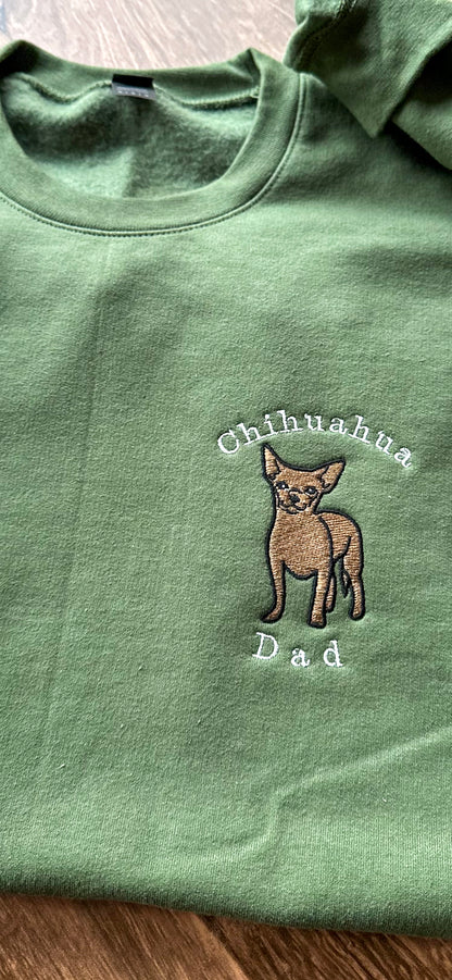 Embroidered Dog Breed Custom Design  - Men's Crew Neck Sweatshirt