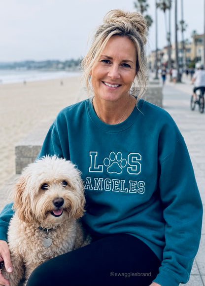 Embroidered City Paw - Women's Crew Neck Sweatshirt