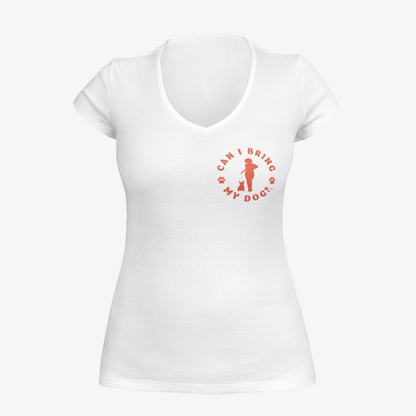 "Can I Bring My Dog?" - Black Woman Standing - Deep V-Neck Tee