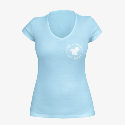 "Can I Bring My Dog?" - Black Woman Silhouette - Deep V-Neck Tee