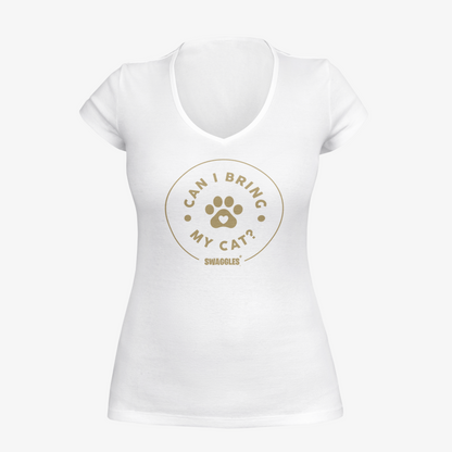 "Can I Bring My Cat?" - Women's Deep V-Neck