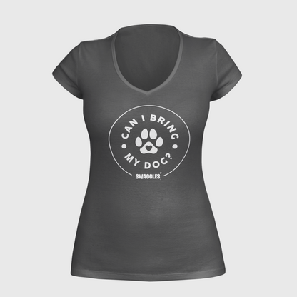"Can I Bring My Dog?" - Paw Design - Women's Deep V-Neck Tee