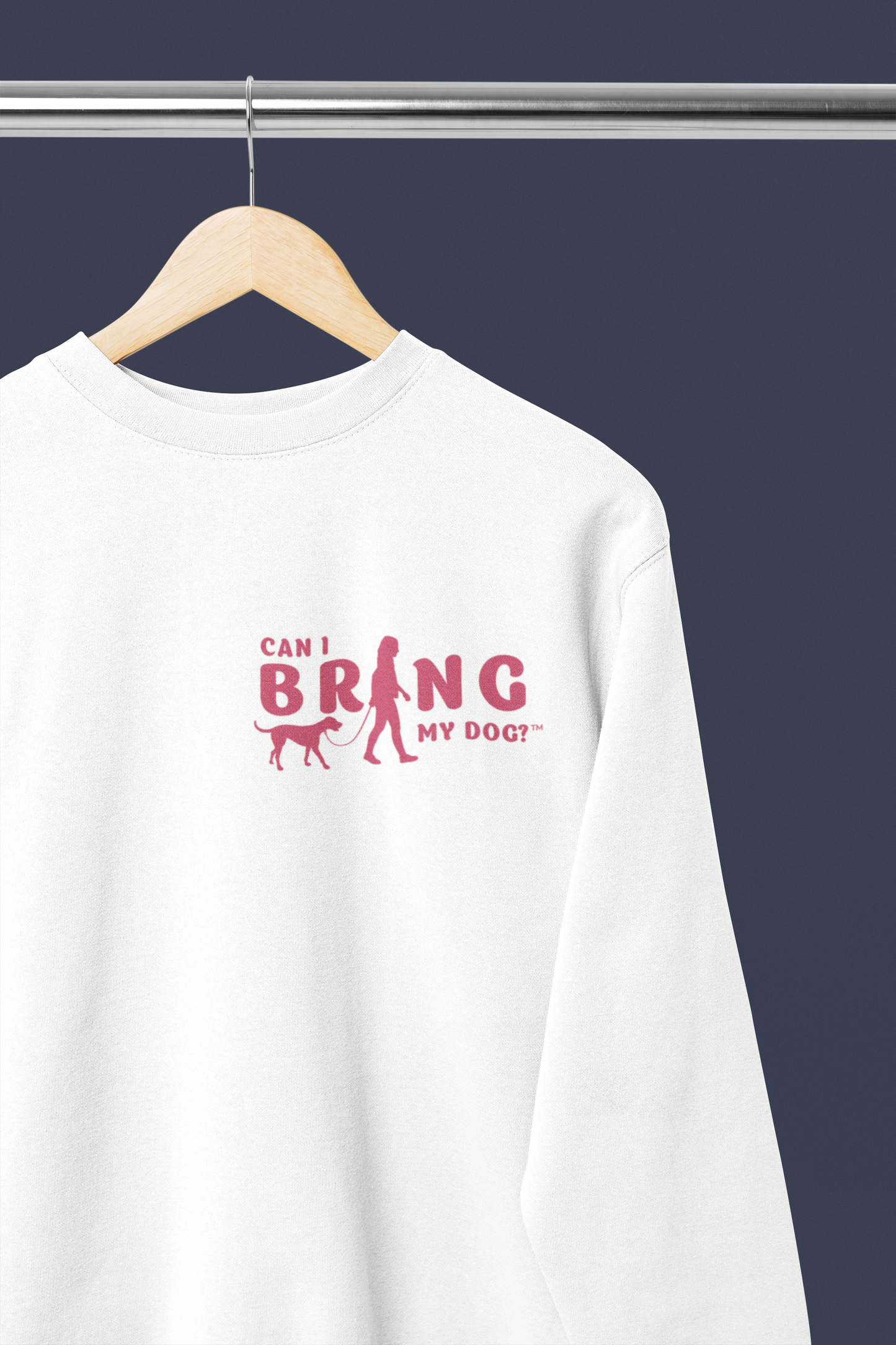 "Can I Bring My Dog?" - Woman Walking - Crew Neck Sweatshirt