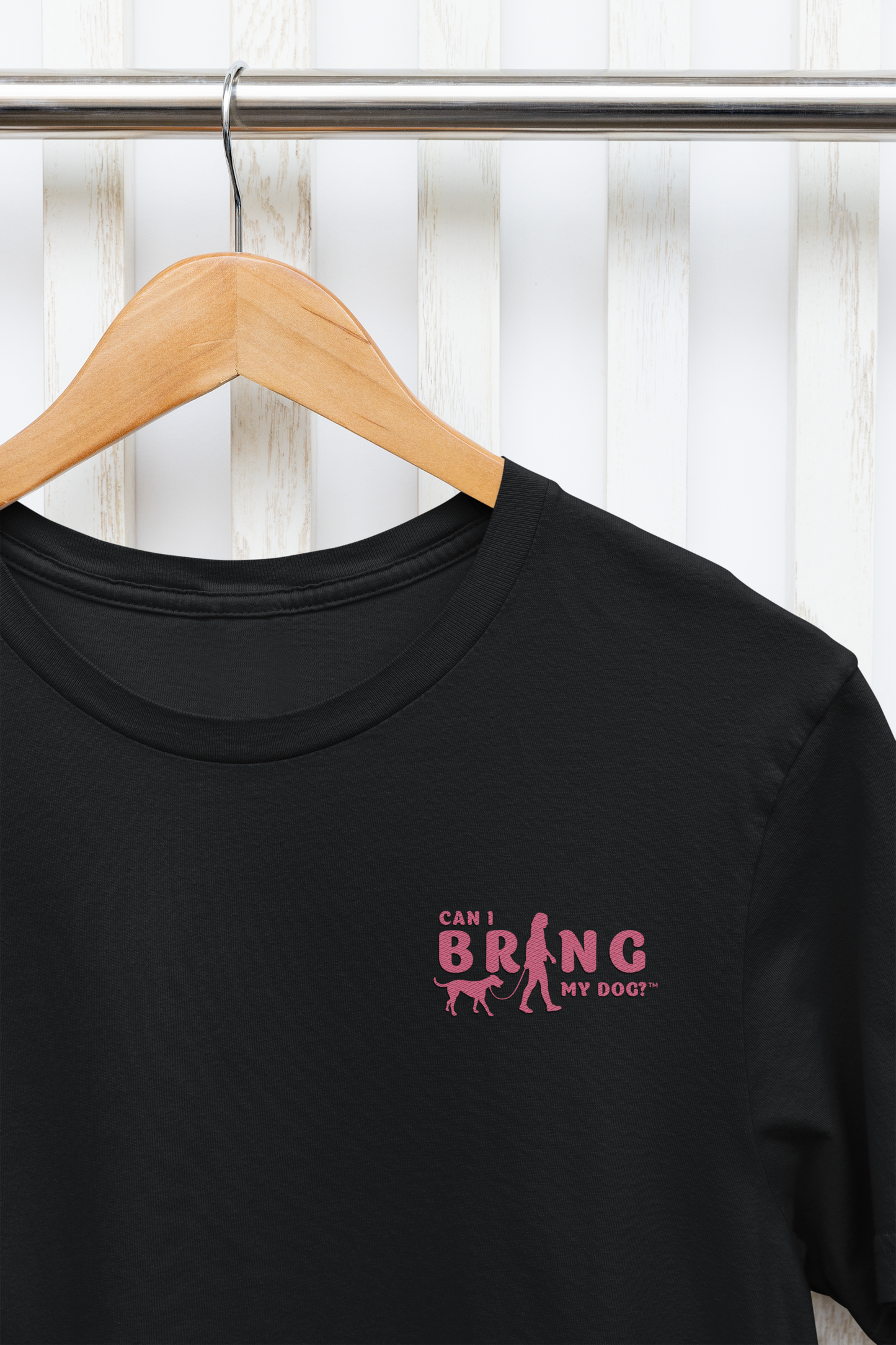 "Can I Bring My Dog?" - Woman Walking - Crew Neck Tee