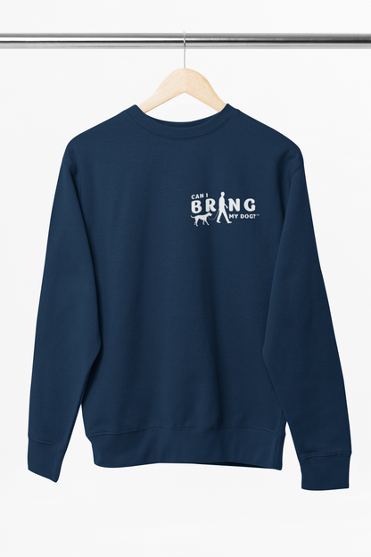 "Can I Bring My Dog?" - Man Walking - Crew Neck Sweatshirt