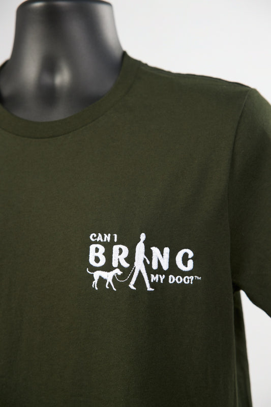 "Can I Bring My Dog?" - Man Walking - Crew Neck Tee